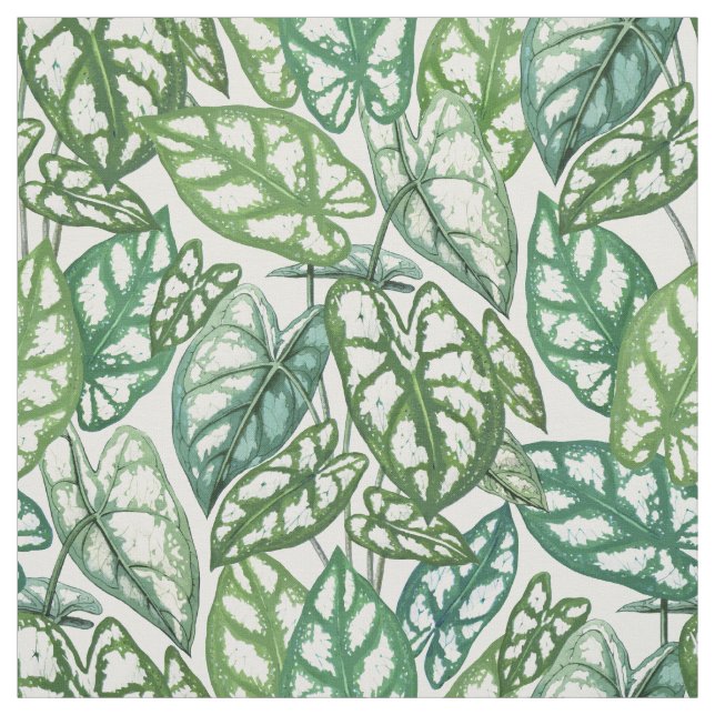 Tissu Motif Feuille vert tropical (Échantillon)