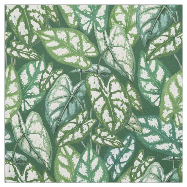 Tissu Motif Feuille vert tropical (Échantillon)