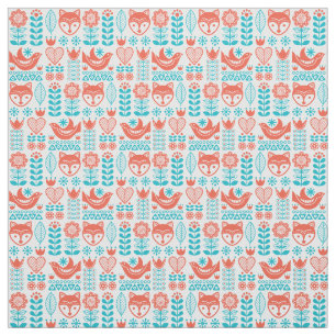 Tissu Motif finlandais d'art populaire de Fox et