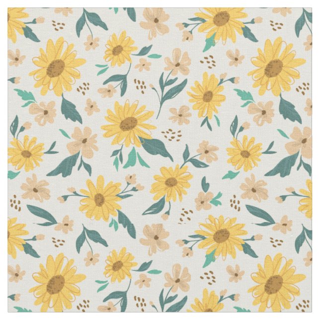 Tissu Motif Fleur de marguerite jaune (Fermer)