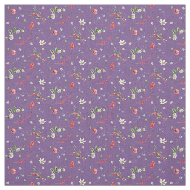 Tissu Motif Fleur sauvage aquarelle (Échantillon)