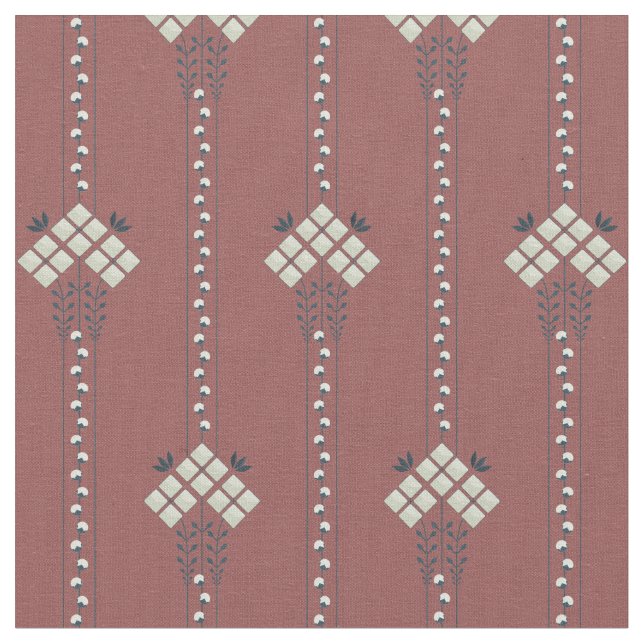 Tissu Motif fleurs et boucles karo (Fermer)