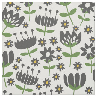 Tissu Motif Fleurs noires