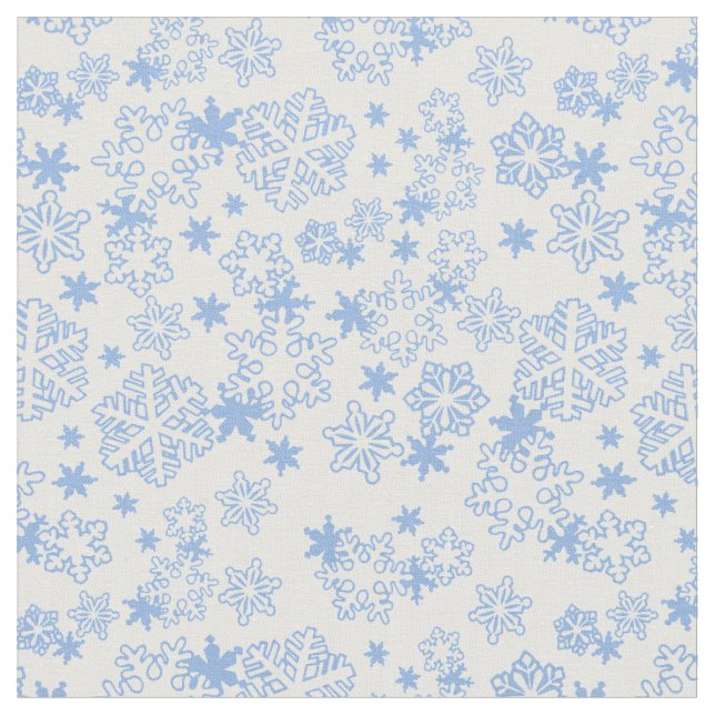 Tissu Motif Flocon de Neige Bleu Clair Hiver (Fermer)