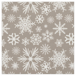 Tissu Motif flocons de neige hivernaux Mocha Chic Confor