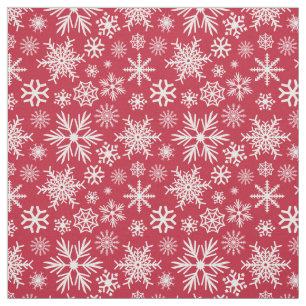 Tissu Motif flocons de neige hivernaux rouges Chic Cozy