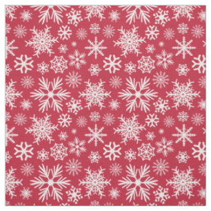 Tissu Motif flocons de neige hivernaux rouges Cozy Chic