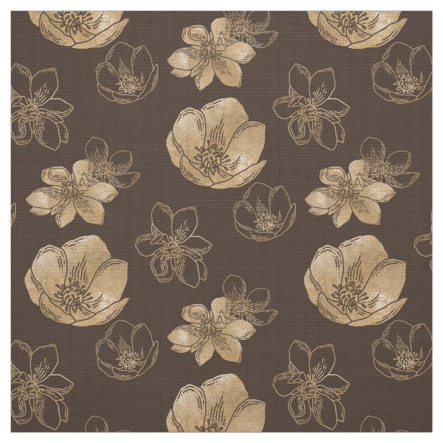 Tissu Motif floral à huile d'or chic (Échantillon)