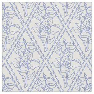 Tissu Motif floral bleu de diamant de bigorneau chic