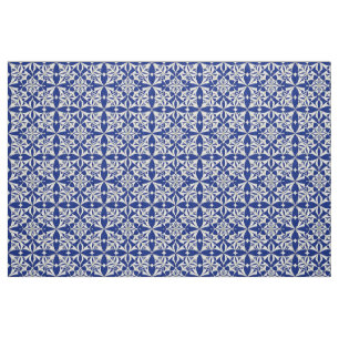 Tissu Motif floral bleu et blanc élégant