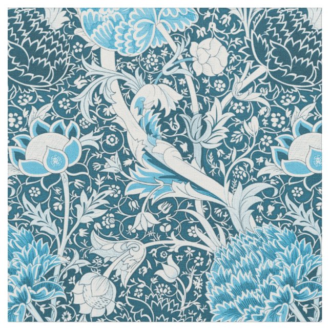 Tissu Motif floral bleu William Morris Préraphaélites (Fermer)
