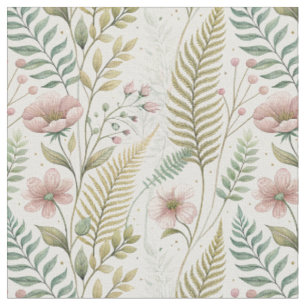 Tissu Motif floral botanique de fleurs roses peintes à l
