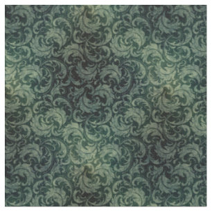 Tissu Motif floral damassé vert élégant vintage