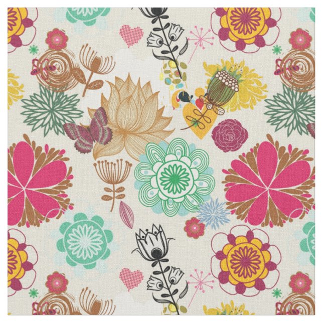 Tissu Motif floral dans le rétro style (Fermer)