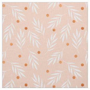 Tissu Motif floral de feuille de rose moderne d'abricot