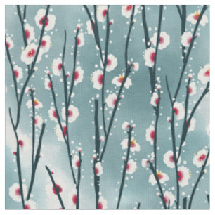Tissu Motif floral de fleurs de prune de printemps