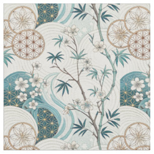 Tissu Motif floral de floraison de bambou japonais tradi