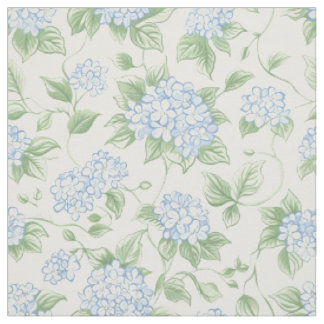 Tissu Motif floral de jardin d'hortensia bleu
