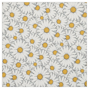 Tissu Motif floral de la marguerite jaune moderne