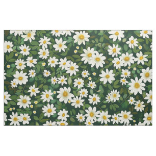 Tissu Motif floral de petites marguerites blanches Deep