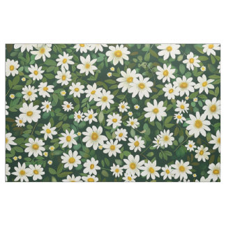Tissu Motif floral de petites marguerites blanches Deep 