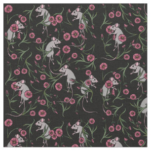 Tissu Motif floral de rongeur