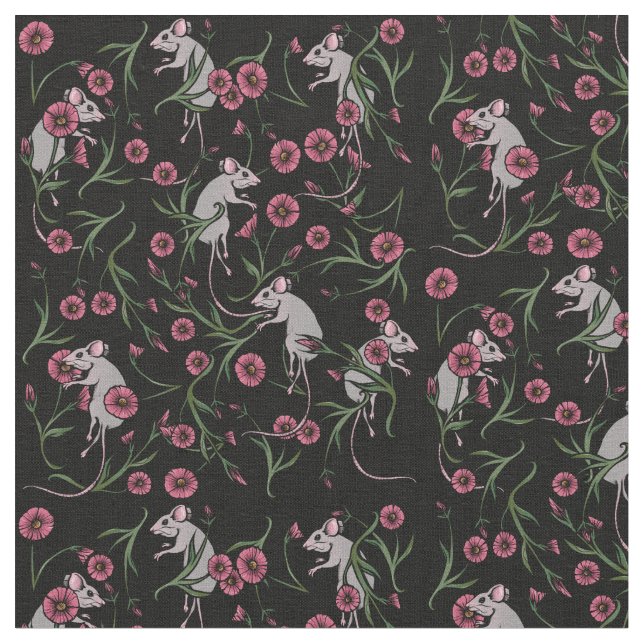 Tissu Motif floral de rongeur (Fermer)