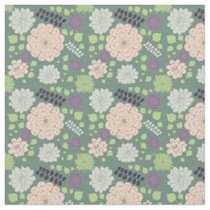 Tissu Motif floral de succulentes vertes