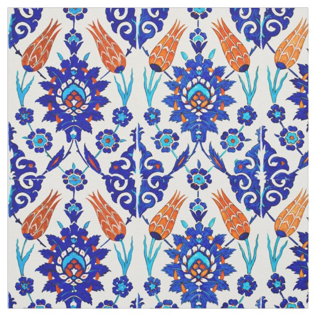 Tissu Motif floral de tuile d'Azulejo de Portugais (Échantillon)