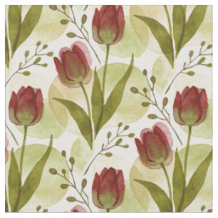 Tissu Motif floral de tulipe aquarelle rustique MH26