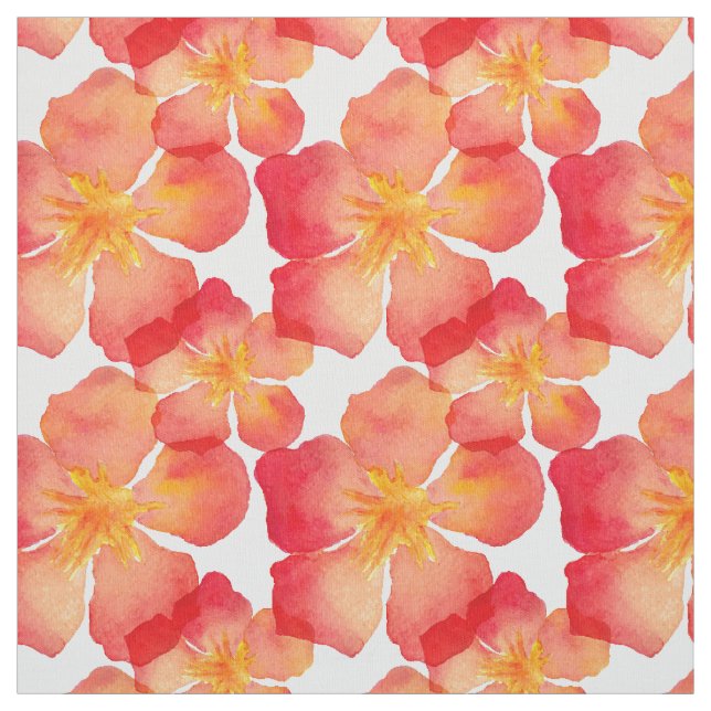 Tissu Motif floral d'oléandre orange (Échantillon)
