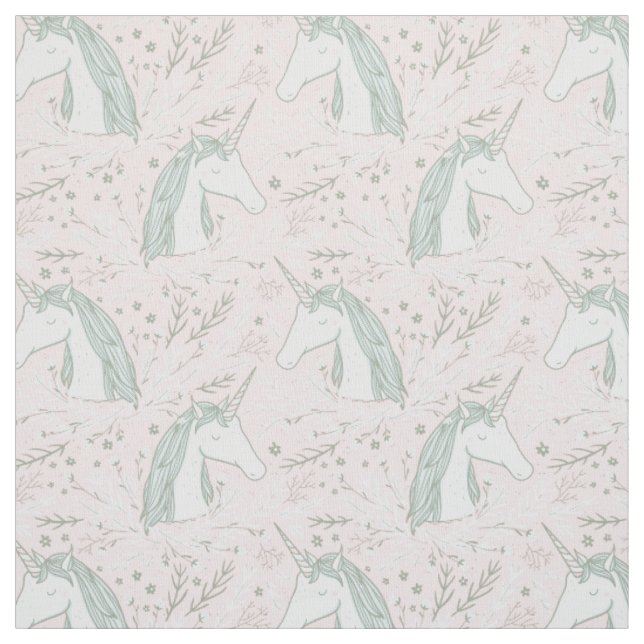 Tissu Motif floral doux de licorne (Échantillon)