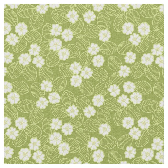 Tissu Motif floral en fleurs blanches (Fermer)