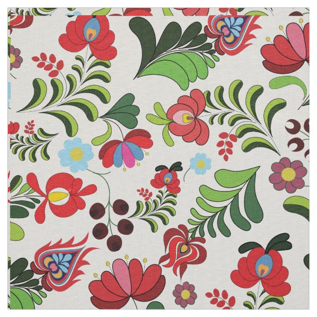Tissu Motif floral folklorique d'Europe de l'Est (Échantillon)
