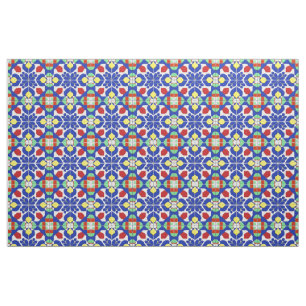 Tissu Motif floral géométrique coloré inspiré