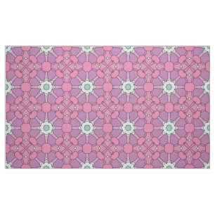Tissu Motif floral géométrique de teinte rose et verte