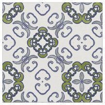 Motif floral gris et vert de damassé