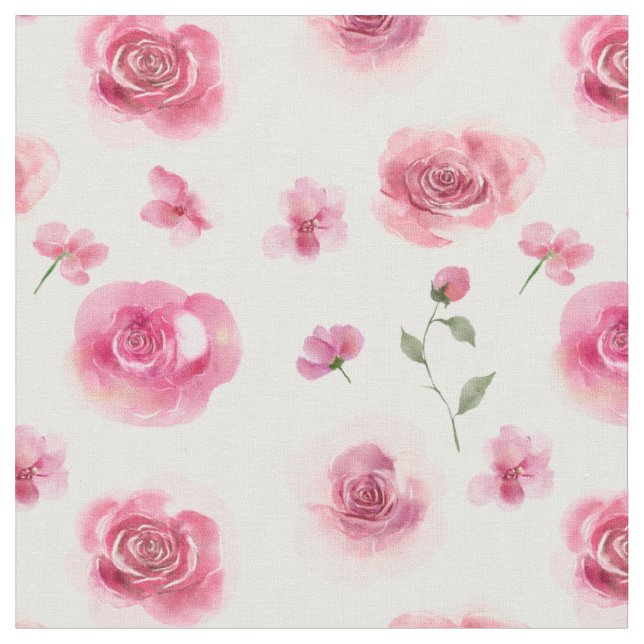 Tissu Motif floral Rose Aquarelle (Fermer)