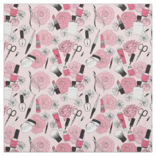 Tissu Motif floral rose de produits de beauté