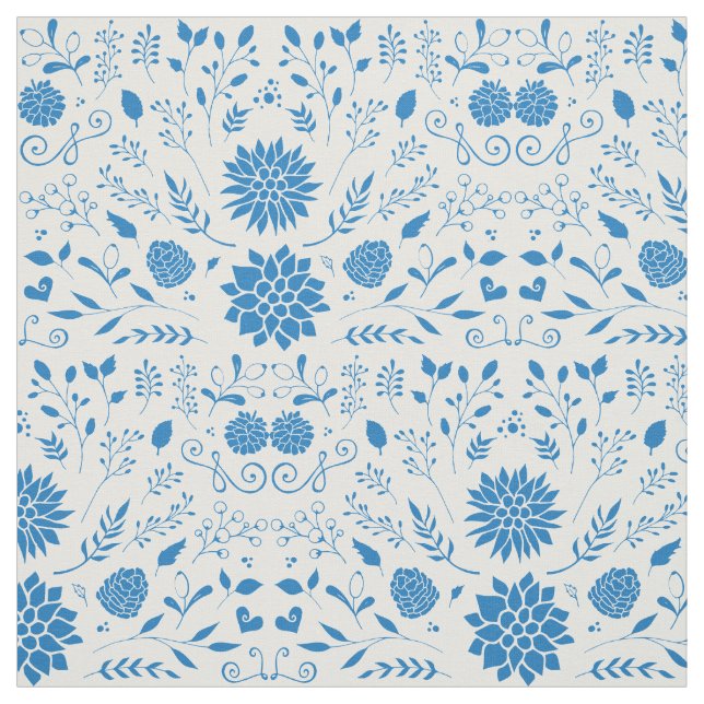 Tissu Motif Floral Rustique Bleu (Échantillon)