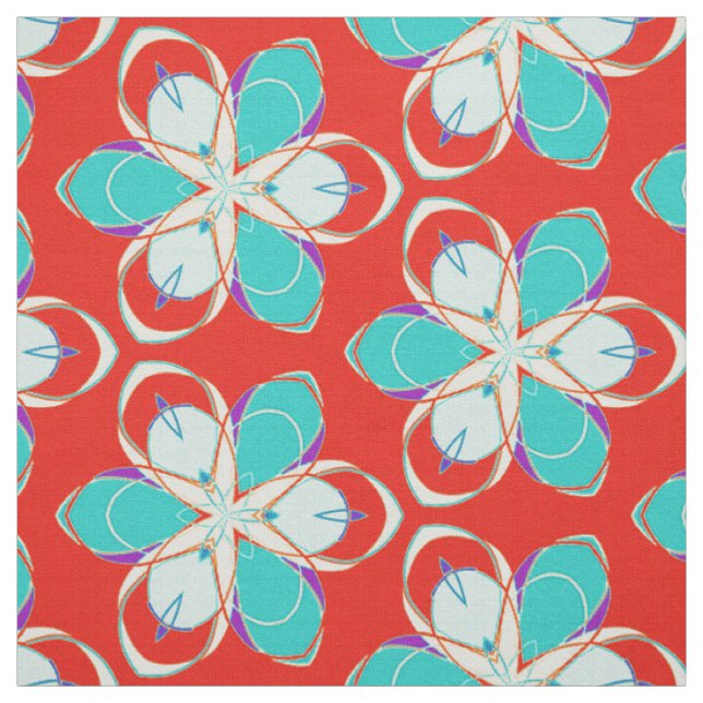 Tissu Motif floral tropical rouge (Échantillon)