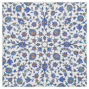 Tissu Motif floral turc bleu fait main antique de tuiles