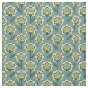 Tissu Motif floral turquoise et jaune