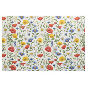Tissu Motif floral vif à fleurs sauvages jolies et color
