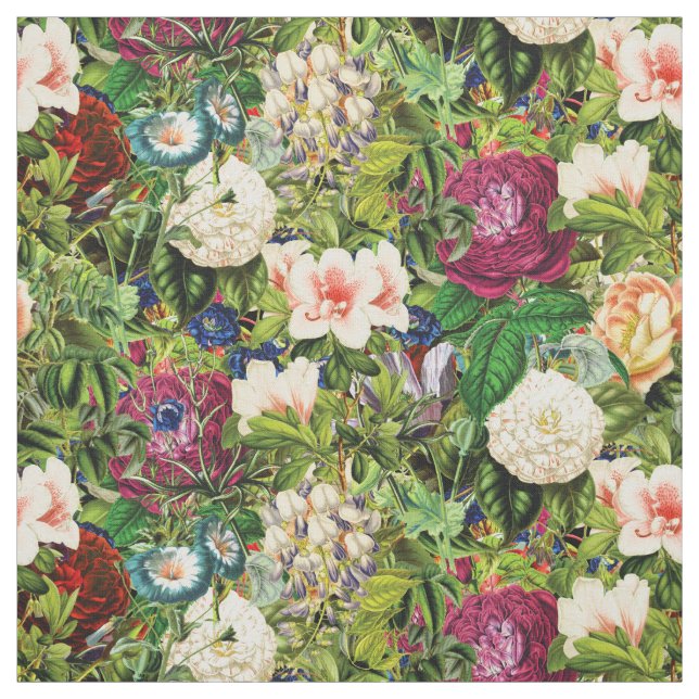 Tissu Motif floral vintage de jardin botanique (Échantillon)
