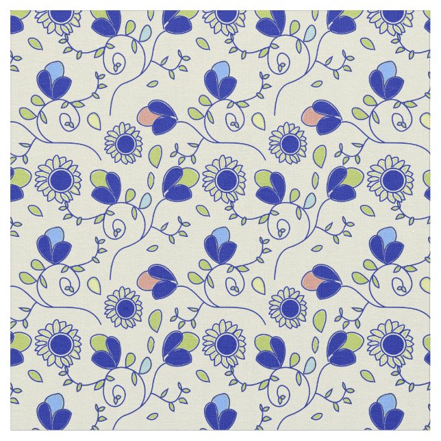 Tissu Motif fluide floral (Fermer)