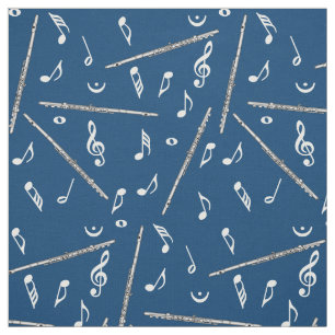 Tissu Motif Flute Music Note