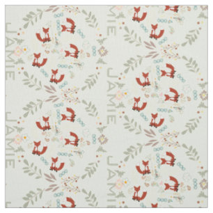 Tissu Motif Fox personnalisé gris moderne rose corail ro