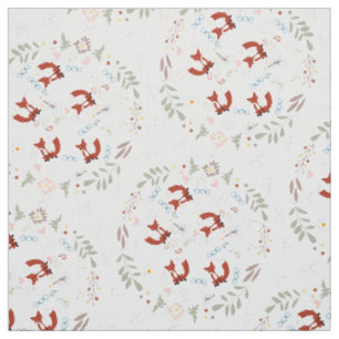 Tissu Motif Fox personnalisé gris moderne rose corail ro