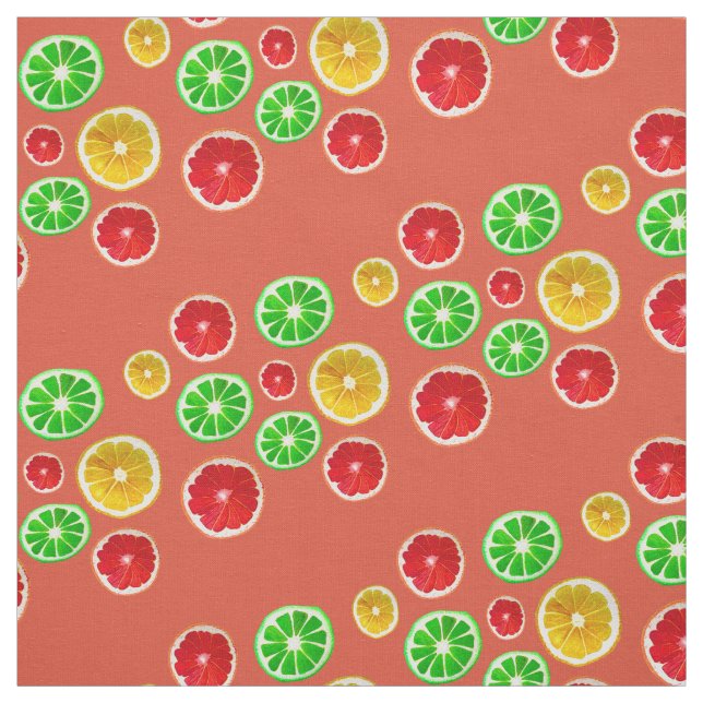 Tissu Motif fruité aux fruits d'été coloré (Échantillon)